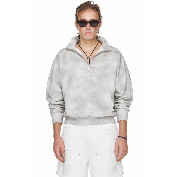 Áo Sweater Half-Zip Nam Dust Check Màu Xám - BEUTER® MS DUST CHECK HALF-ZIP SWEATER - GREY