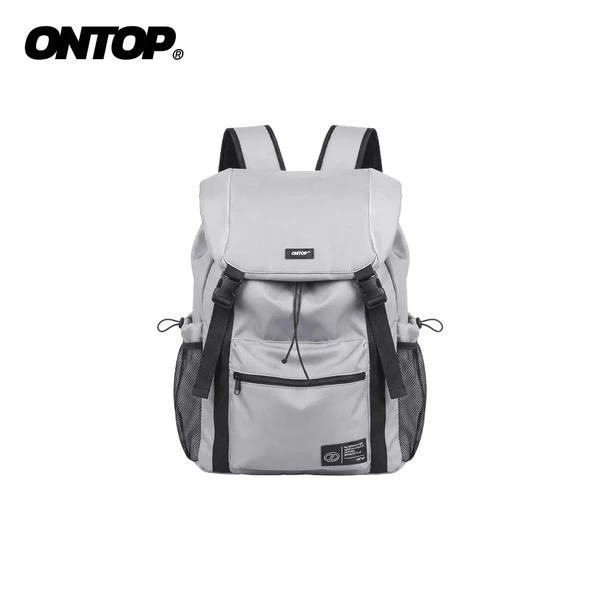 Balo du lịch trượt nước vải dù ONTOP có khóa gài ngực trợ lực màu xám Flap-Top Utility Backpack | O-P76-X