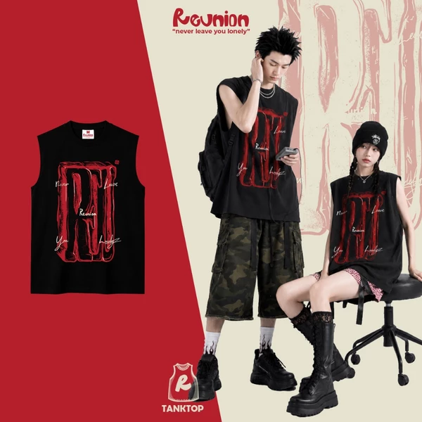RNC REU Tanktop - Áo Ba Lỗ Sát Nách Nam Nữ Cotton Cá Tính Brand REUNION TT68