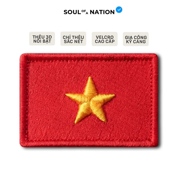 Patch Thêu 3D CỜ VIỆT NAM có miếng dán velcro cao cấp - SOUL OF A NATION