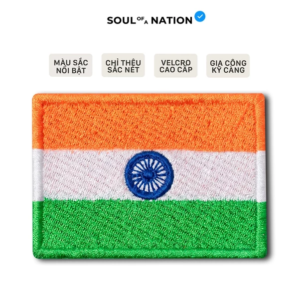 Patch Thêu CỜ ẤN ĐỘ có miếng dán velcro cao cấp - SOUL OF A NATION