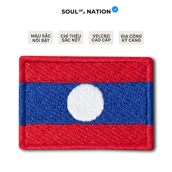 Patch Thêu CỜ LÀO có miếng dán velcro cao cấp - SOUL OF A NATION