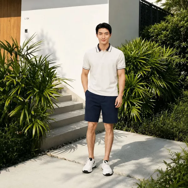 Áo Polo trơn VERSATILE POLO TORANO bo kẻ in logo ngực thanh lịch, trẻ trung FSTP049