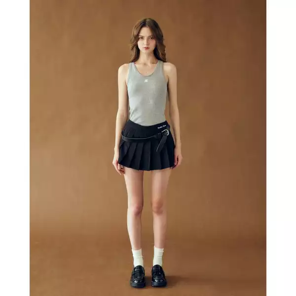 Eleven - Áo Tank Top Vải Thun Gân Thêu Mono | Màu Xám