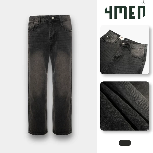 Quần Jean 4MEN Phối Dây Sọc 2 Bên Sườn Form Straight QJ132 Phong Cách Trẻ Trung, Năng Động