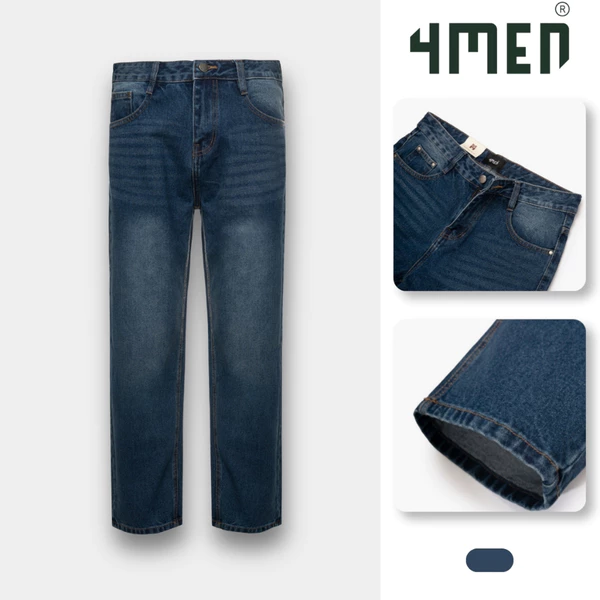 Quần Jean 4MEN Phối Dây Sọc 2 Bên Sườn Form Straight QJ131 Phong Cách Trẻ Trung, Năng Động
