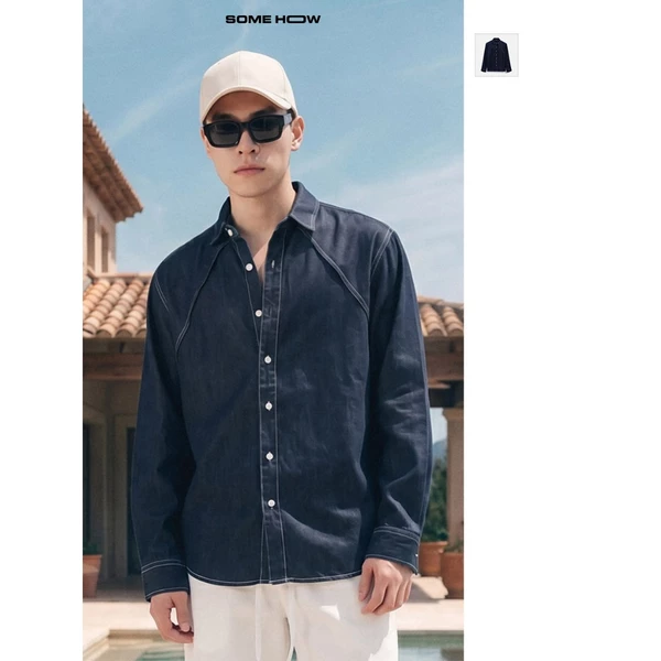 [NEW5] Áo Sơ Mi Relaxed Denim Chi Tiết Rã Thân, Chất Vải Denim Cotton Thoải Mái, SM0222, SOME HOW STORE