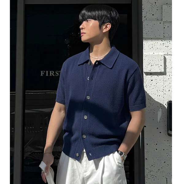 [BOXY] Áo Polo Wallfe Form Boxy ZUTEE Áo Polo Tổ Ong Cúc Cài
