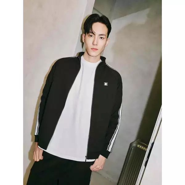 Eleven - Áo Khoác Unisex Nam Nữ Thun Có Dây Kéo Thêu Mono | Màu Đen