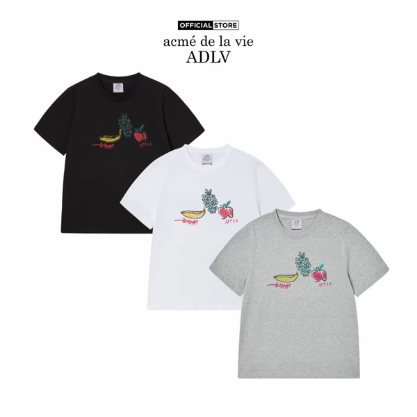 Áo thun ADLV JMB WOMAN FRUIT dáng Classic màu Đen/Muối tiêu/Trắng - Hàng chính hãng