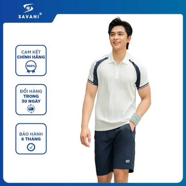 Bộ Hè Cổ Bẻ Nam SAVANI Dáng SlimFit Tôn Dáng, Chất Nylon Không Nhăn, Bền Màu, Co Giãn Tốt MBHC401S6