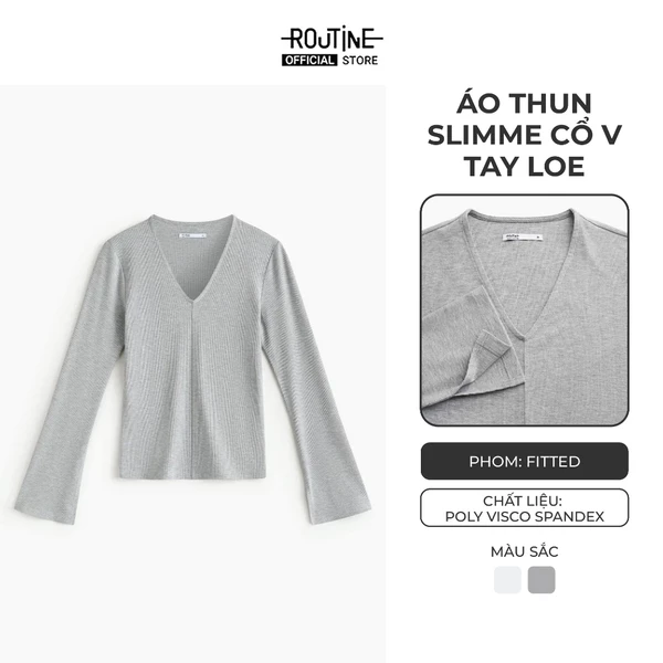 Áo Thun Tay Dài Nữ Cổ V Form Fitted - Routine 10F25TSLW005
