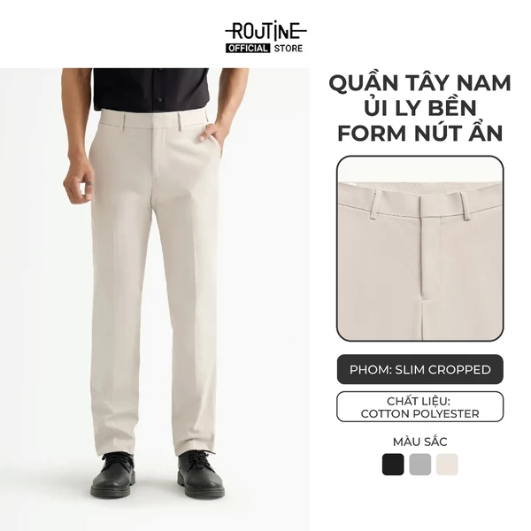 [🔥HOT] Quần Tây Nam Dài Trơn Form Slim Cropped - Routine 10S25PFO004