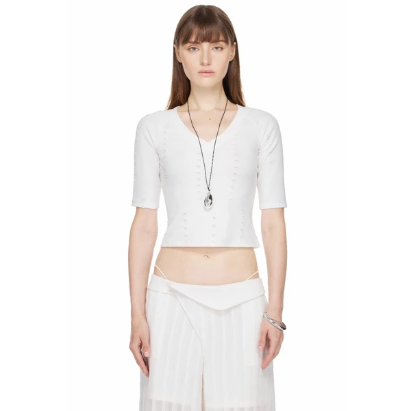 Áo Thun Raglan Nữ Rách Màu Trắng - BEUTER® WMNS DISTRESSED RAGLAN T-SHIRT - WHITE
