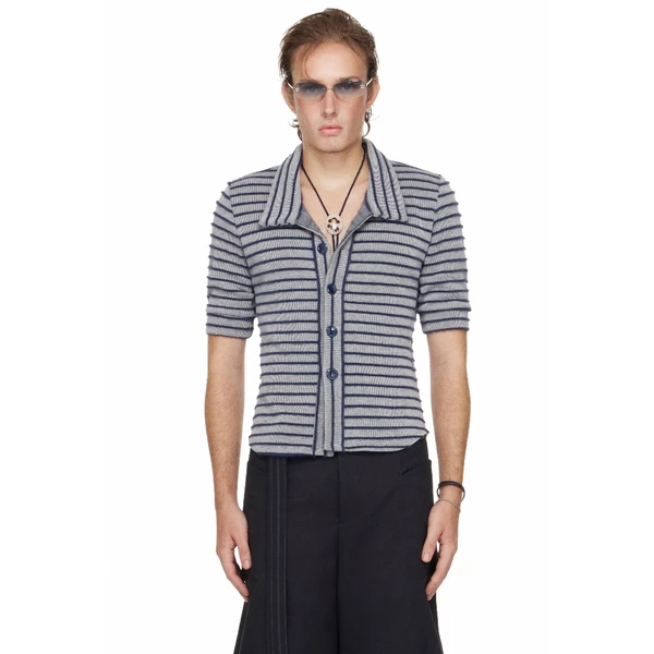 Áo Sơ Mi Nam Kẻ Sọc Tay Lửng Slim Fit Màu Xanh - BEUTER® MS SLIM-FIT STRIPED MID-SLEEVE SHIRT - BLUE