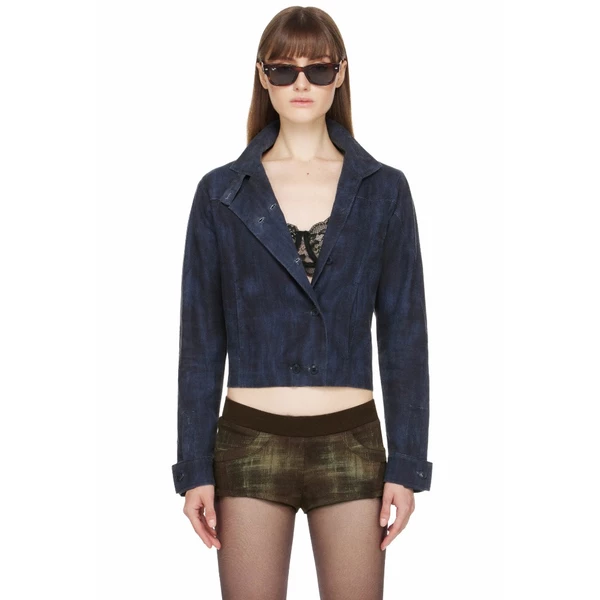 Áo Khoác Cropped Ghép Mảng Nữ Màu Chàm - BEUTER® WMNS PANEL CROP JACKET - MOOD INDIGO