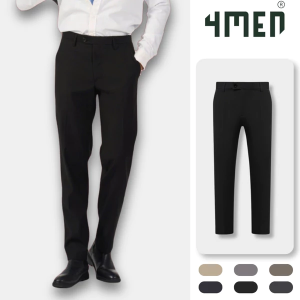 Quần tây âu nam co giãn 4MEN QT071 form slimfit Hàn Quốc ống ôm đẹp, vải cao cấp không nhăn, basic dễ phối, 6 màu basic