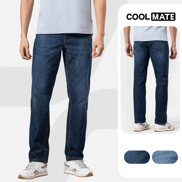 Quần Jeans Nam dáng straight siêu nhẹ, mềm mại, thoải mái, quần đi làm đi chơi dạo phố - Coolmate