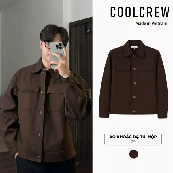 Áo Khoác Dạ Phối Túi Hộp 𝐂𝐎𝐎𝐋𝐂𝐑𝐄𝐖 Cổ Bẻ Basic Dày Dặn Unisex Nam Nữ Phong Cách Hàn Quốc AKD079