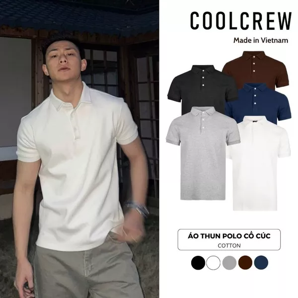 Áo Thun Polo Cổ Cúc 𝐂𝐎𝐎𝐋𝐂𝐑𝐄𝐖 Vải Cotton Cao Cấp Co Giãn 2 Chiều Unisex Thời Trang Thu Hè APN021