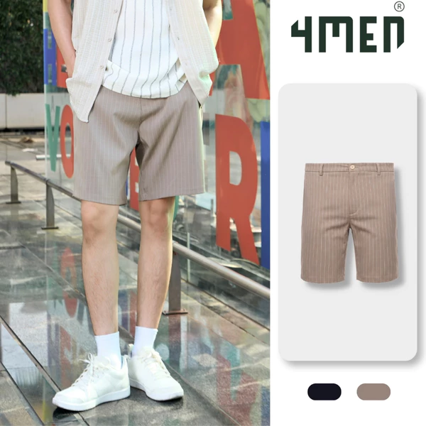 Quần Short Sọc 4MEN Form Straight QS086 Năng Động, Trẻ Trung