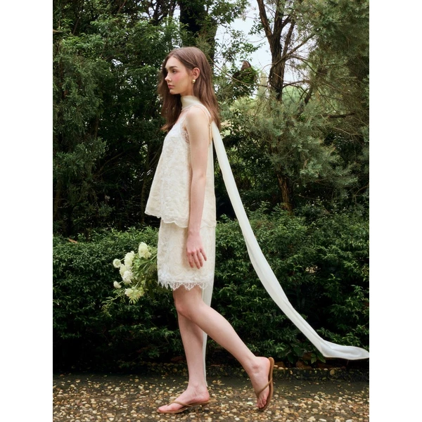 Nosbyn - Khăn Choàng Voan Sang Trọng -  Cream Chiffon Scarf