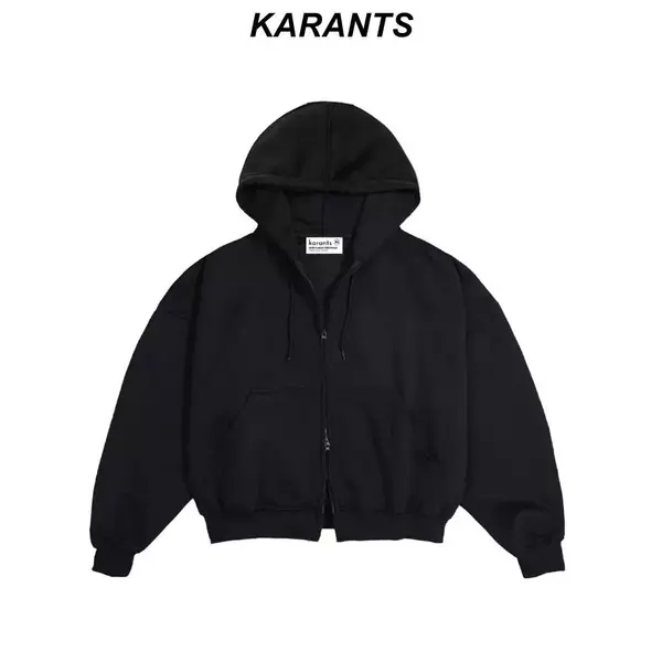 Karants Áo Khoác Hoodie Zip Boxy Vải Nỉ Bông Trơn Kéo 2 Chiều Nam Nữ Unisex - AK79