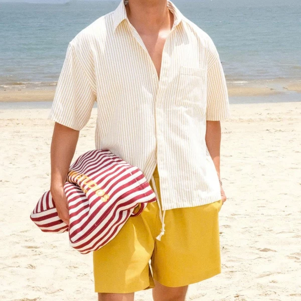 Áo Sơ Mi Nam B Brown Form Rộng Ngắn Tay Kẻ Sọc Vải Oxford - Rowan Boxy Shirts
