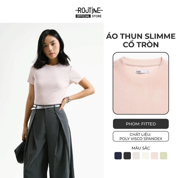 Áo Thun Nữ Tay Ngắn Cổ Tròn Form Fitted - Routine 10S25TSSW002