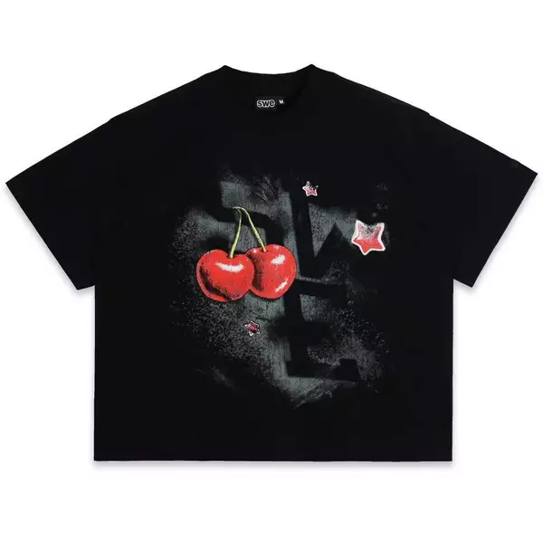 ÁO SWE CHERRY BOXY TEE - BLACK