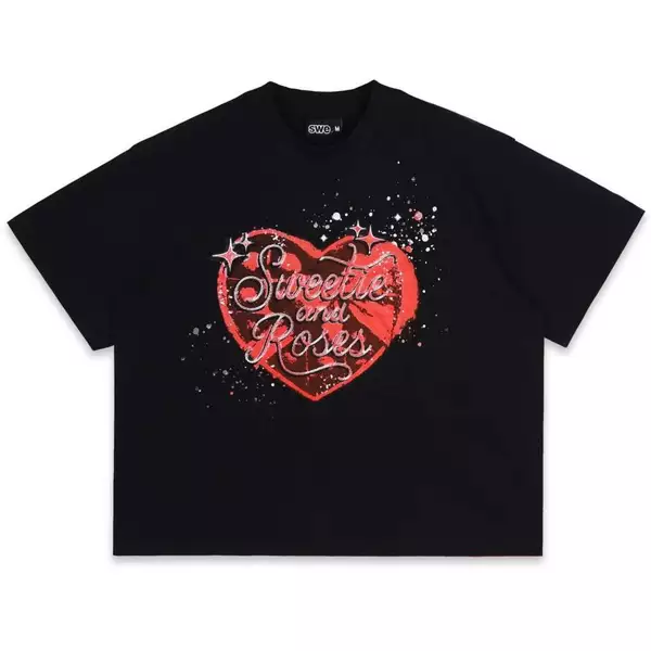 ÁO SWE CANDY ROSES BOXY TEE - BLACK