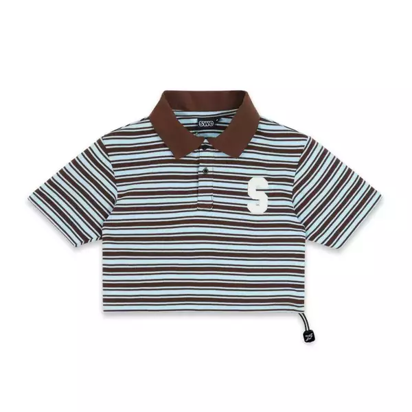 ÁO SWE STRIPE CROP POLO - BLUE