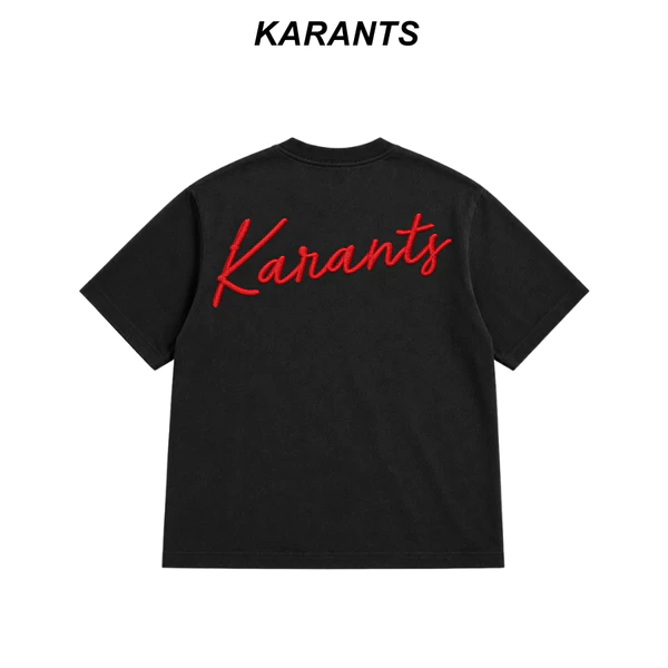 Karants Áo Thun Boxy Vải Cotton 2 Chiều Thêu Nổi Nam Nữ Unisex - KR310