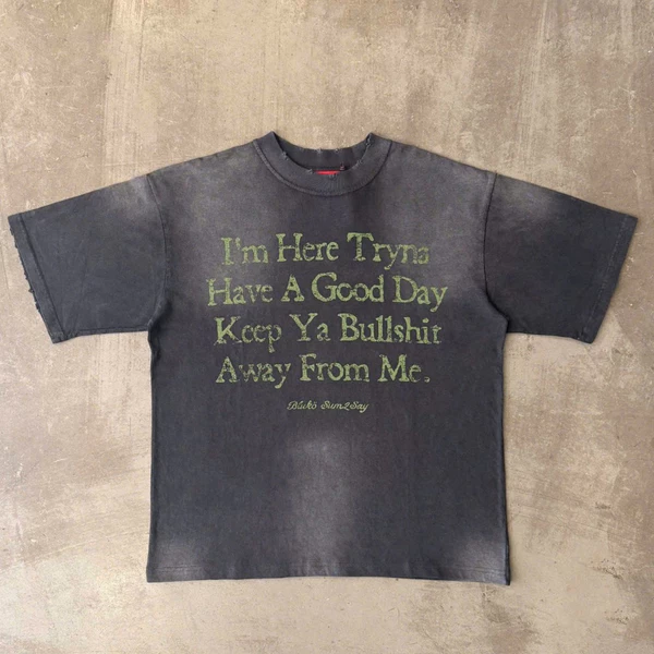 Áo Thun QUOTE24 GREY WASHED BOXY TSHIRT
