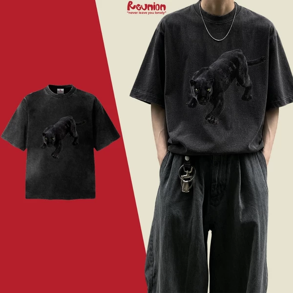 REUNION Áo Thun Wash "PANTHER" Tshirt, Áo Phông Grey Washed TSW29