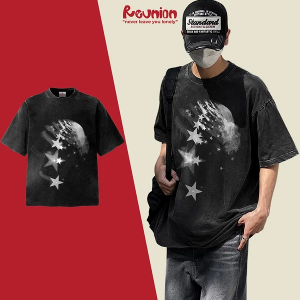 Áo Thun Washed REUNION "STARS" T-shirt TSW10 Áo Thun Ngôi Sao Wash