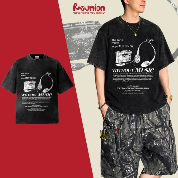 Áo Thun Washed REUNION "MUSIC" Tshirt TSW28