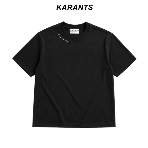 Karants Áo Thun Boxy Vải Cotton 2 Chiều Thêu Cổ Nam Nữ Unisex - KR398