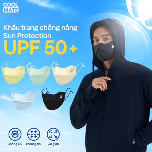 [MỚI]Khẩu trang nam nữ unisex chống nắng, bụi Sun Protection UPF50 Coolmate