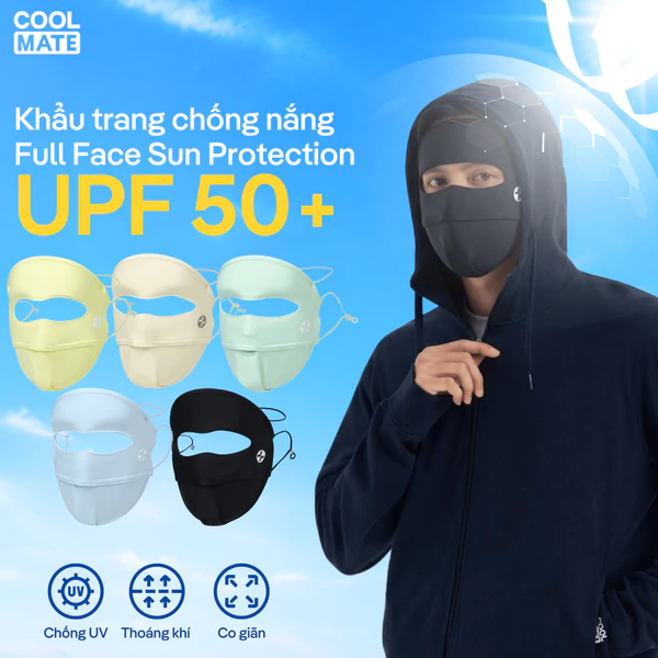 [MỚI]Khẩu trang full face nam nữ unisex chống nắng, bụi Sun Protection UPF50 Coolmate