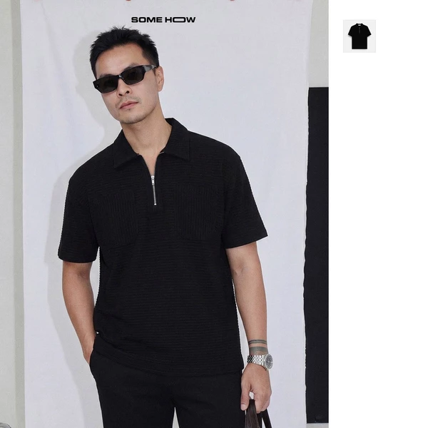 [New7] Áo Polo Boxy Zipper Summer, Chất Vải Thun Gân Thoải Mái, PL0232, SOME HOW STORE