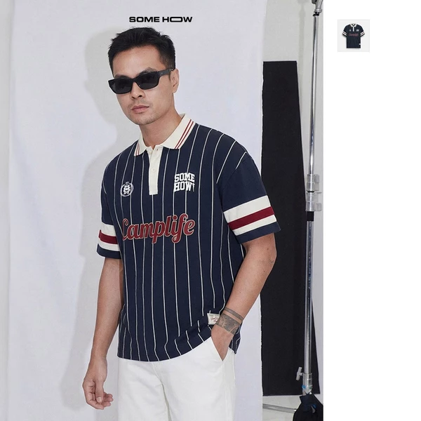 [N] Áo Polo Oversize Blue Camplife, Chất Vải Cá Sấu CVC Thoải Mái, PL0214 SOME HOW STORE