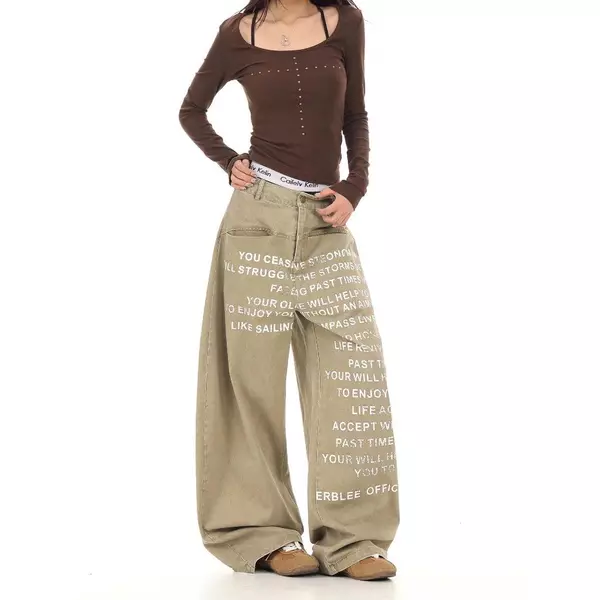 WHOSE x YC1996 LETTER PRINT BAGGY JEANS - Quần Baggy Jeans Ống Rộng In Chữ Local Brand Unisex MS 3080