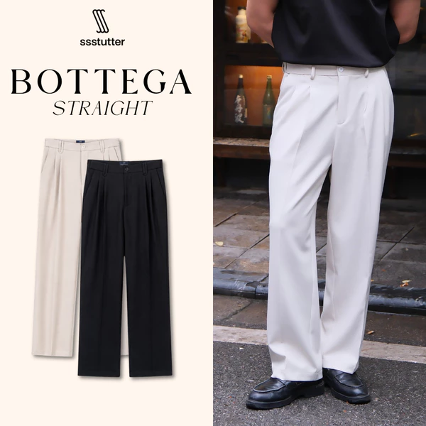 Quần Tây Nam SSSTUTTER Bottega Straight Ống Suông Xếp Ly Form Regular Cao Cấp Thanh Lịch