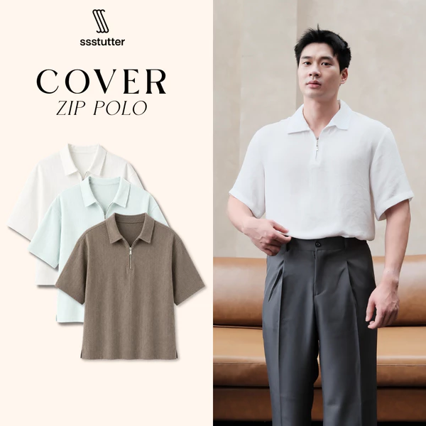 Áo Polo Nam Khóa Kéo Cover Zip Polo SSSTUTTER Form Regular Mềm Mại Thoáng Mát Phối Đồ Đẹp