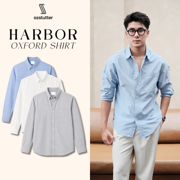 Áo Sơ Mi Nam Oxford SSSTUTTER Harbor Oxford Shirt Dài Tay Form Relaxed Giữ Form Tốt Dễ Phối Đồ