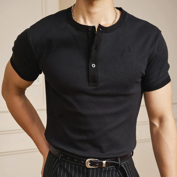 Áo Thun Trơn Nam B Brown Dáng Slim Fit Ôm Body - Slim Ribbed Cotton T Shirts