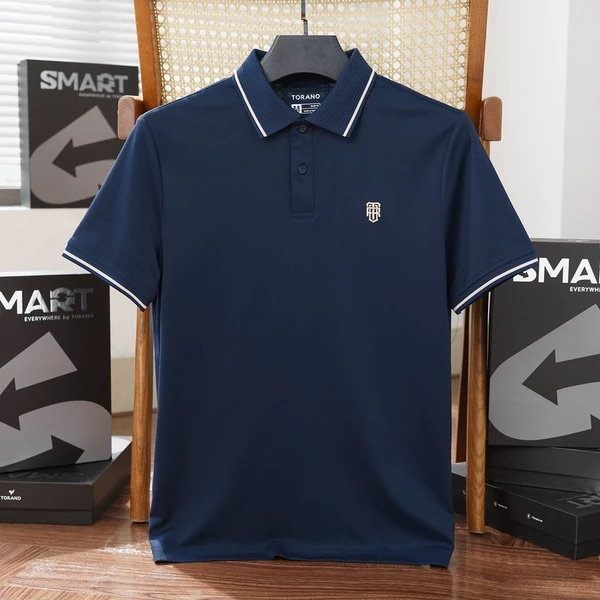 Áo polo nam SMART SIGNATURE POLO TORANO trơn bo kẻ ngắn tay, form chuẩn HSTP904