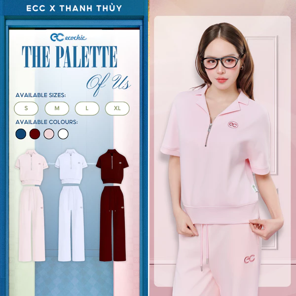 [LIVE KOL] Set Bộ Tencel ECOCHIC B222A Áo Polo Khóa Hafzip Logo Thêu Quần Ống Suông Chất Liệu Cao Cấp Chính Hãng