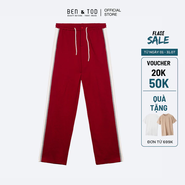 Quần jogger nam Ben & Tod RE2111 BE159 chất cotton phối sọc cao cấp form Relax